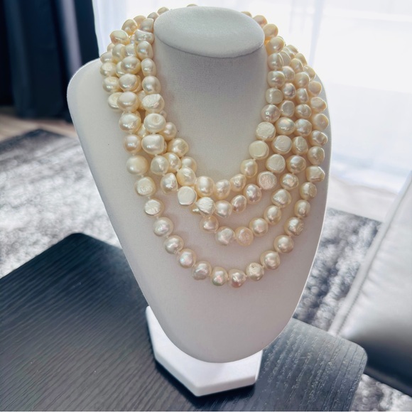 Jewelry - 60” Cream Baroque Freshwater Pearl Endless Necklace Long Strand